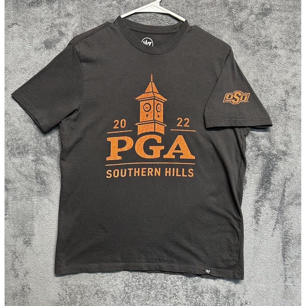 Oklahoma State Cowboys Golf Shirt Men's Small Black 47 Brand PGA Southern Hills
